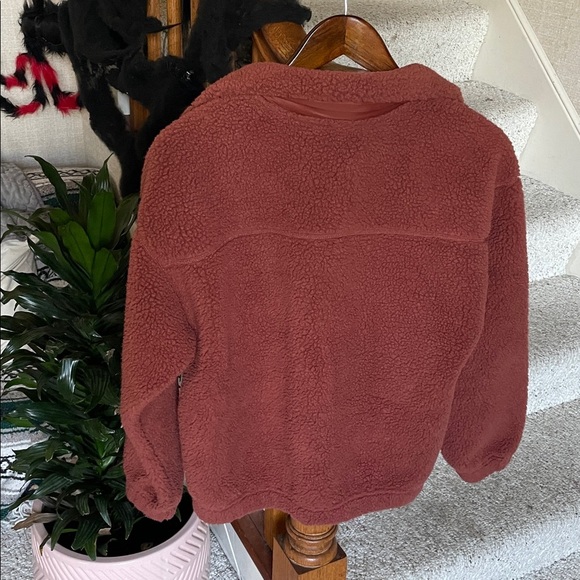 Old Navy Fall Teddy Jacket in Warm Rust - Picture 9 of 14